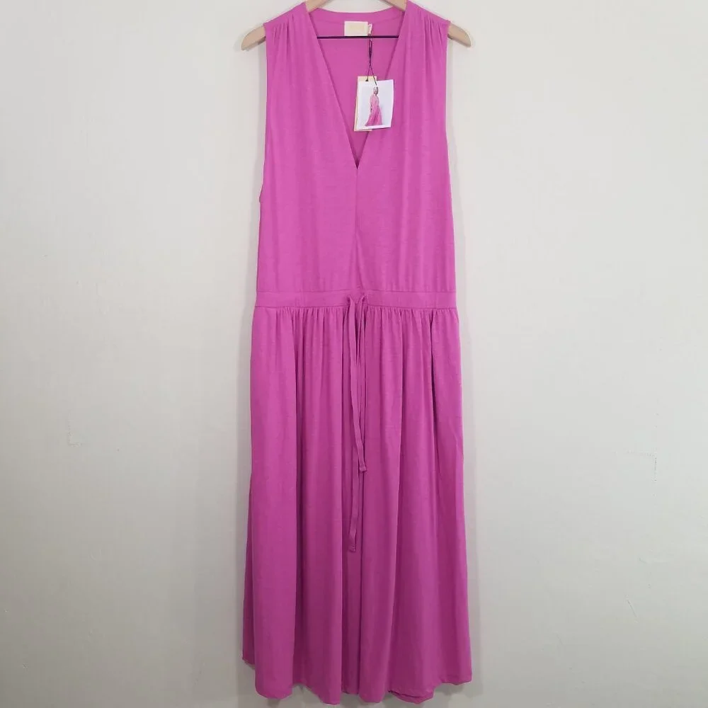 NWT Nation LTD Pima Cotton Rosebud Brianna Sleeveless Midi Dress V-Neck Size XXL - Picture 4 of 10